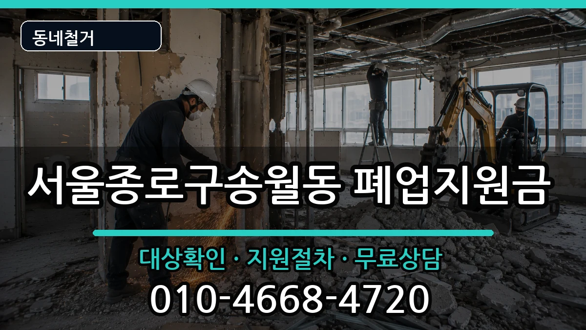 서울종로구송월동 폐업지원금 서울종로구송월동 폐업지원금 현장 처리 안내 이미지 1