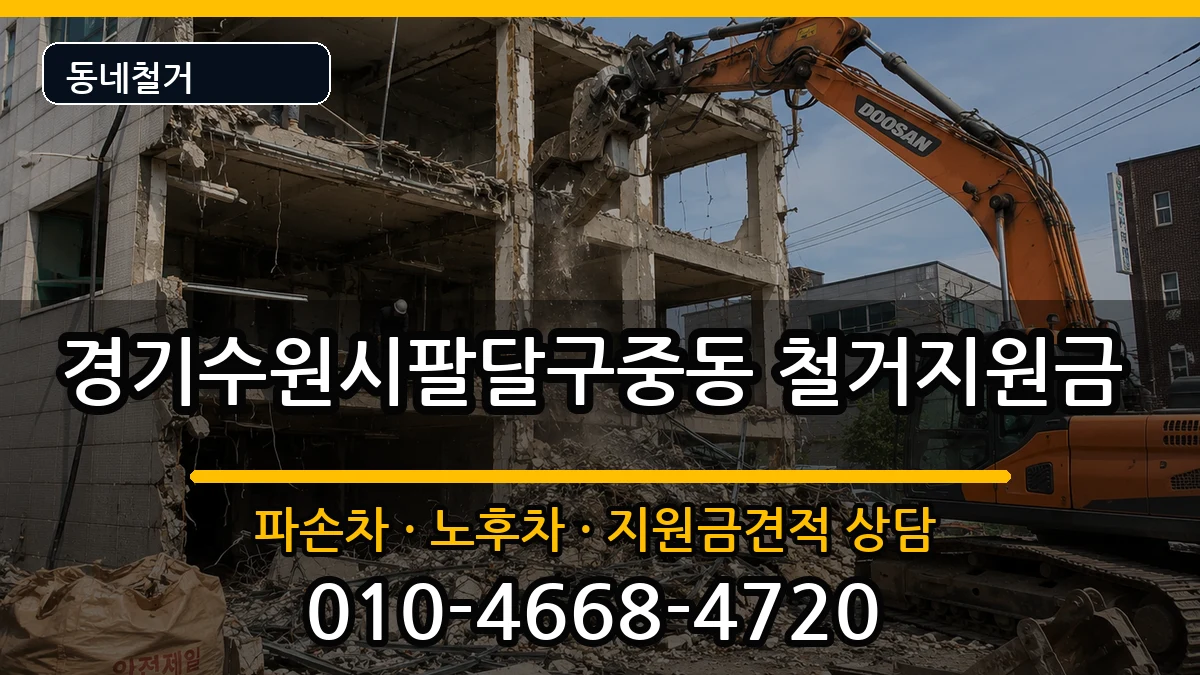 경기수원시팔달구중동 철거지원금 현장 처리 안내 이미지 1