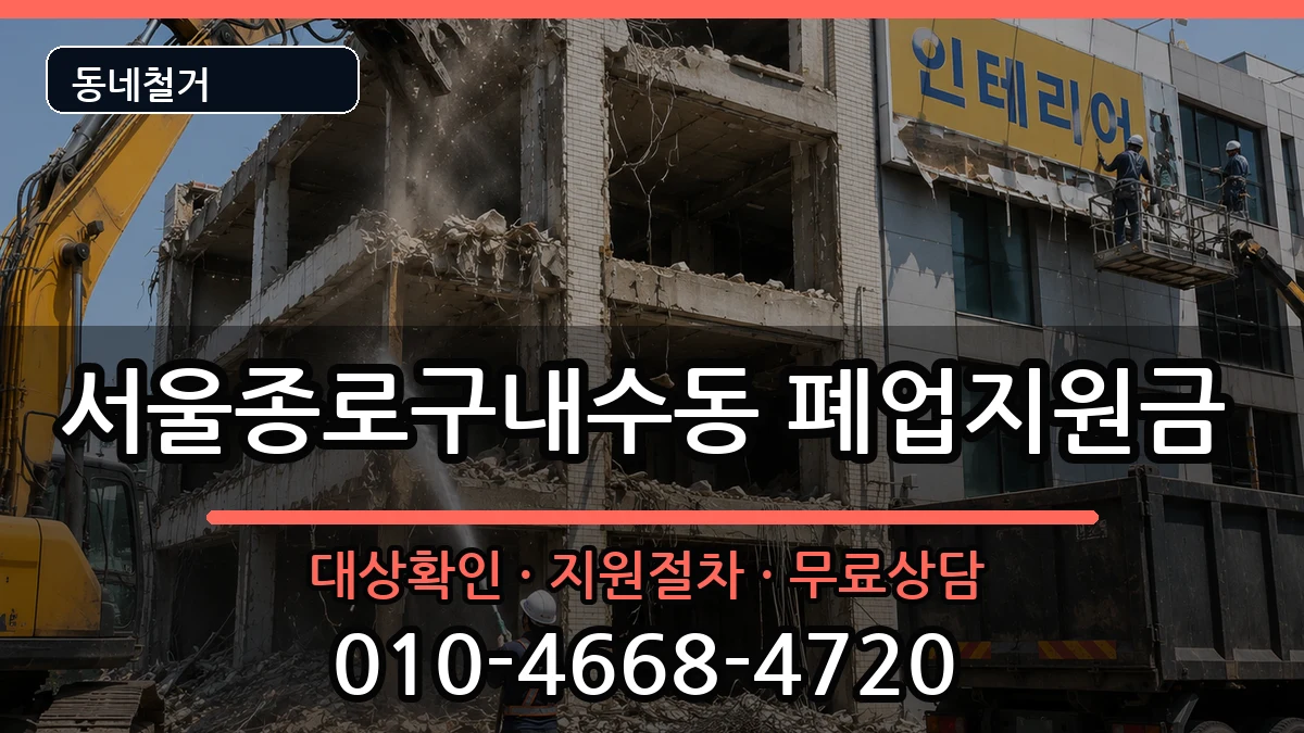 서울종로구내수동 폐업지원금 현장 처리 안내 이미지 1