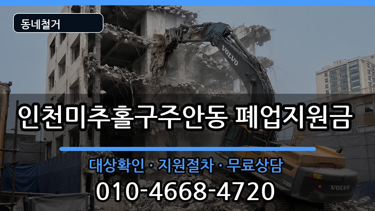 인천미추홀구주안동 폐업지원금 인천미추홀구주안동 폐업지원금 현장 처리 안내 이미지 1
