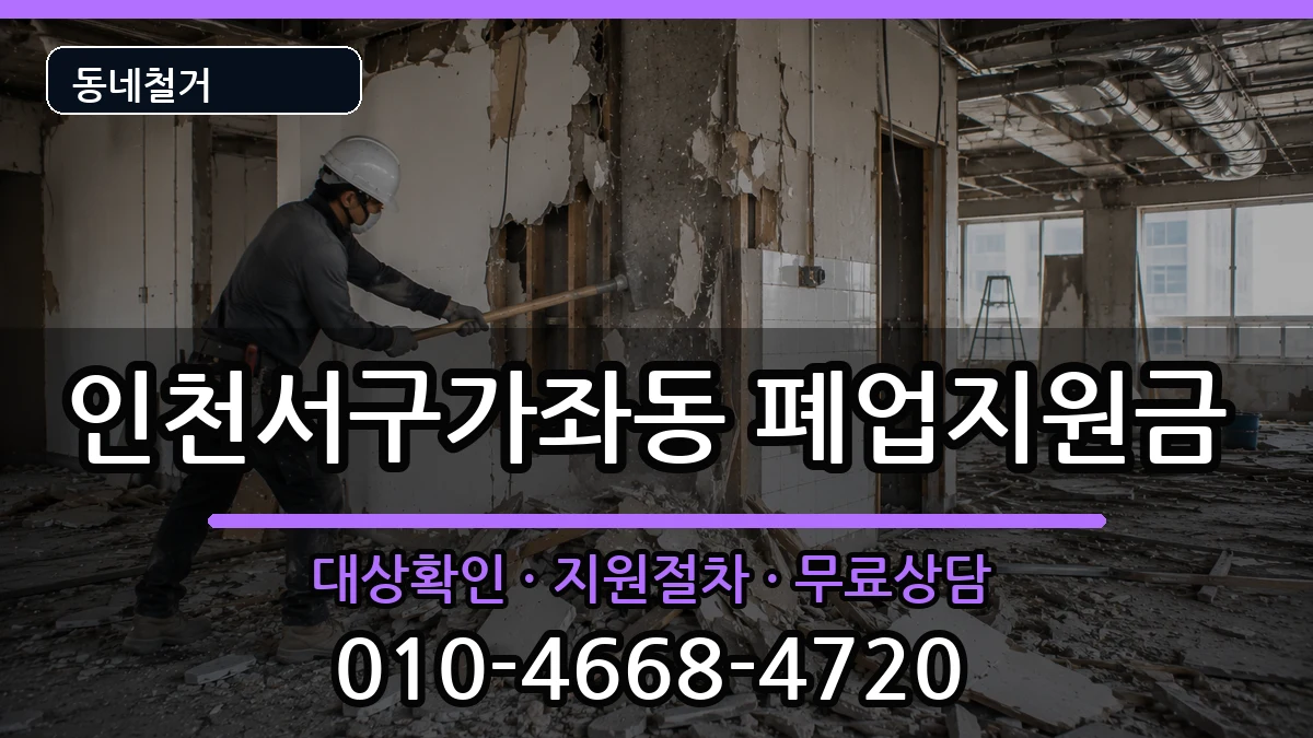 인천서구가좌동 폐업지원금 인천서구가좌동 폐업지원금 현장 처리 안내 이미지 1