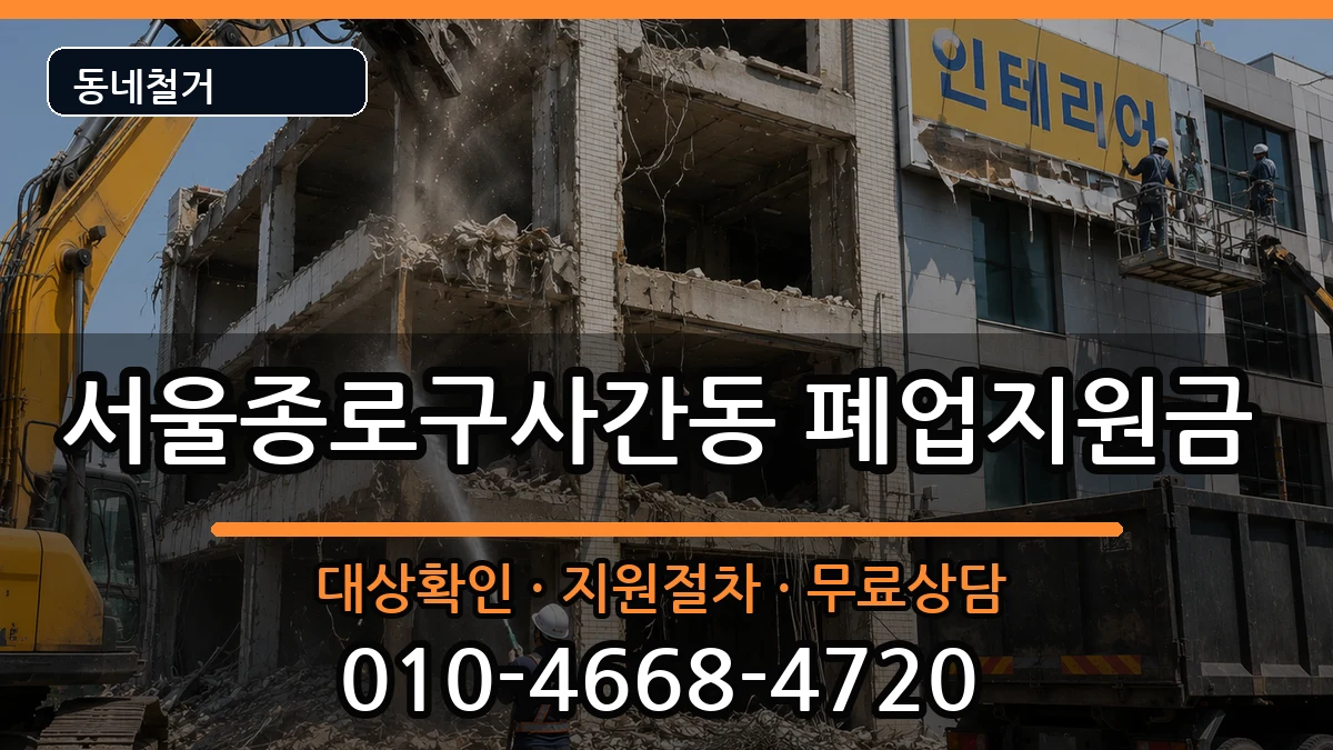 서울종로구사간동  폐업지원금 FAQ형