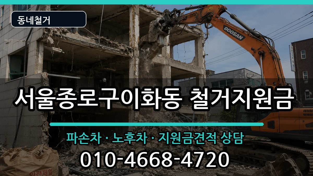 서울종로구이화동  철거지원금 서류형