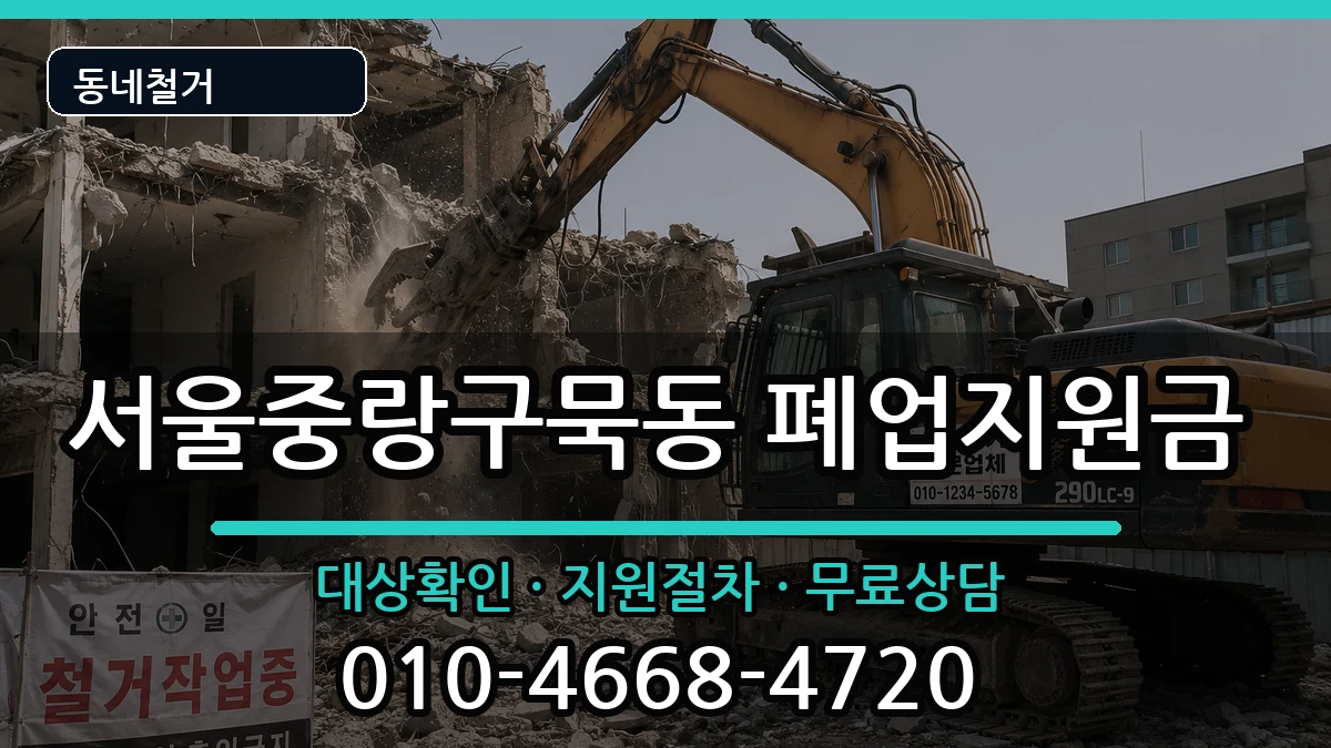 서울중랑구묵동 폐업지원금 서울중랑구묵동 폐업지원금 현장 처리 안내 이미지 1