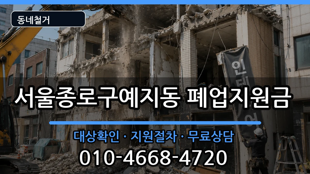 서울종로구예지동 폐업지원금 서울종로구예지동 폐업지원금 현장 처리 안내 이미지 2