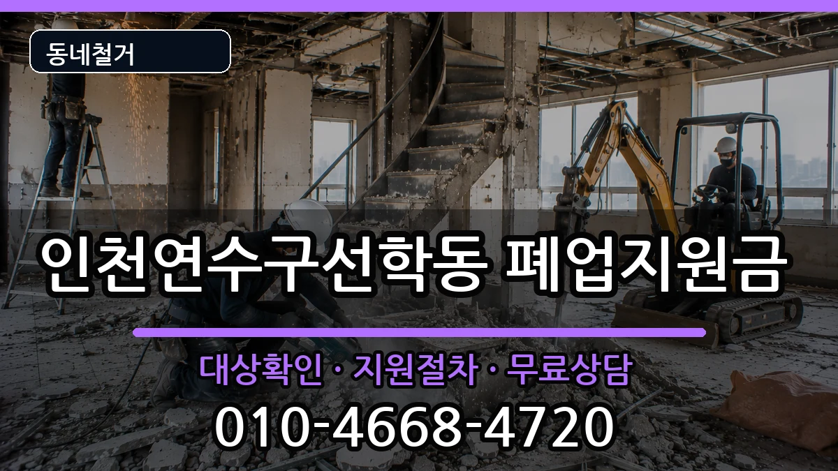 인천연수구선학동 폐업지원금 인천연수구선학동 폐업지원금 현장 처리 안내 이미지 1