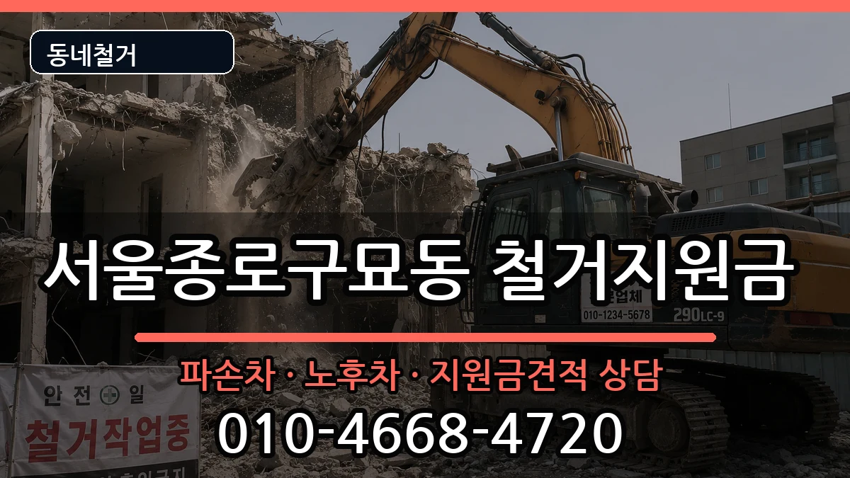서울종로구묘동 철거지원금 현장 처리 안내 이미지 1