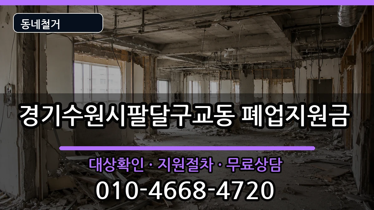 경기수원시팔달구교동 폐업지원금 경기수원시팔달구교동 폐업지원금 현장 처리 안내 이미지 1