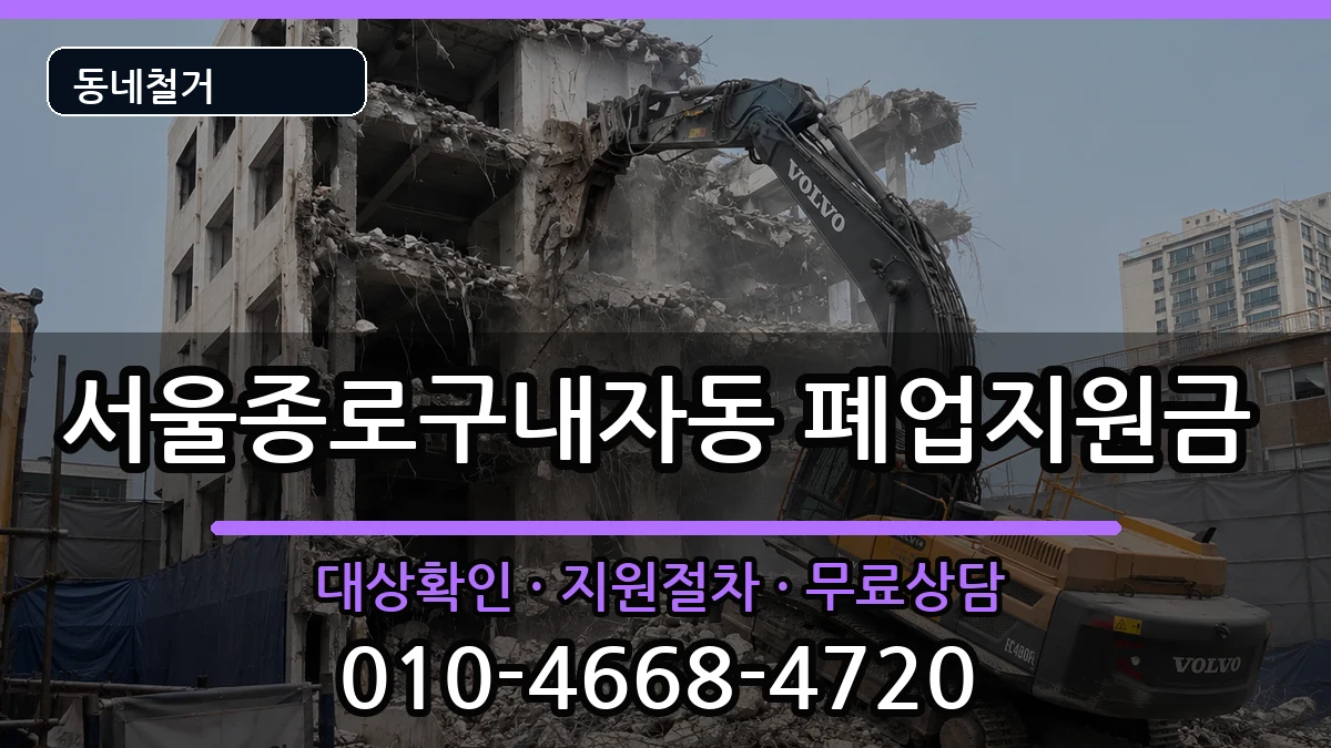 서울종로구내자동  폐업지원금 절차형