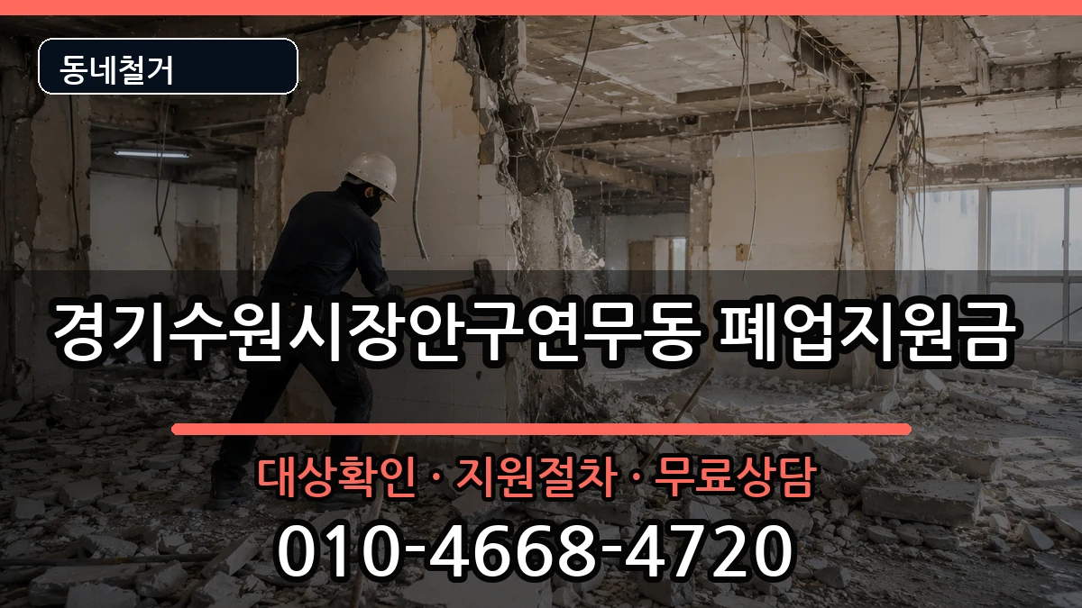 경기수원시장안구연무동 폐업지원금 경기수원시장안구연무동 폐업지원금 현장 처리 안내 이미지 1