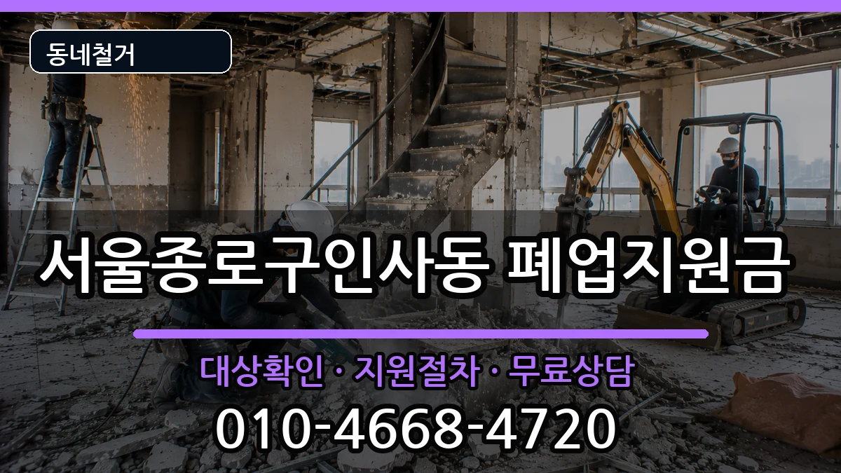 서울종로구인사동 폐업지원금 현장 처리 안내 이미지 1