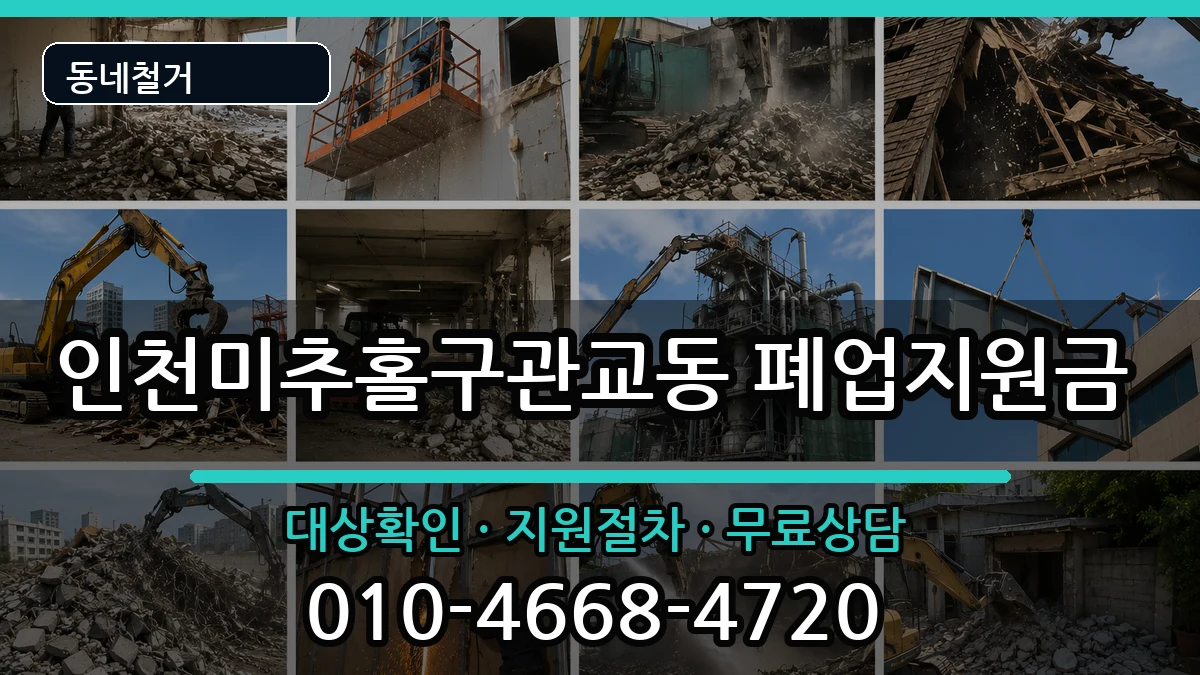 인천미추홀구관교동 폐업지원금 현장 처리 안내 이미지 1
