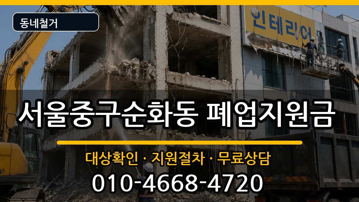 서울중구순화동  폐업지원금 사례형