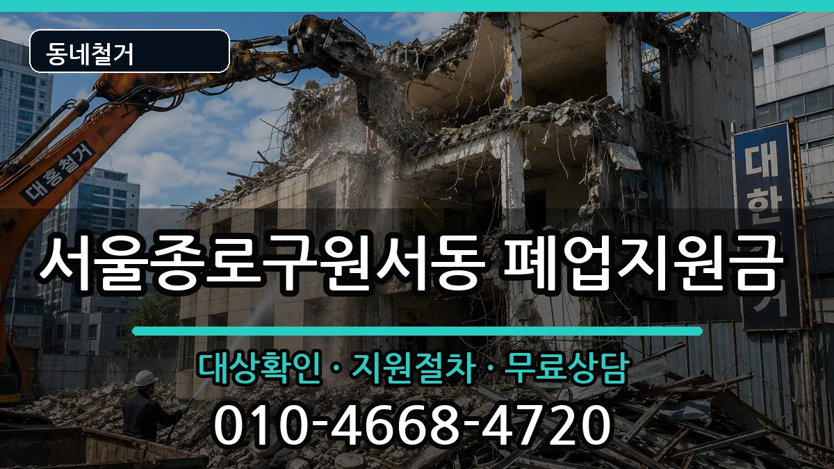 서울종로구원서동 폐업지원금 서울종로구원서동 폐업지원금 현장 처리 안내 이미지 1