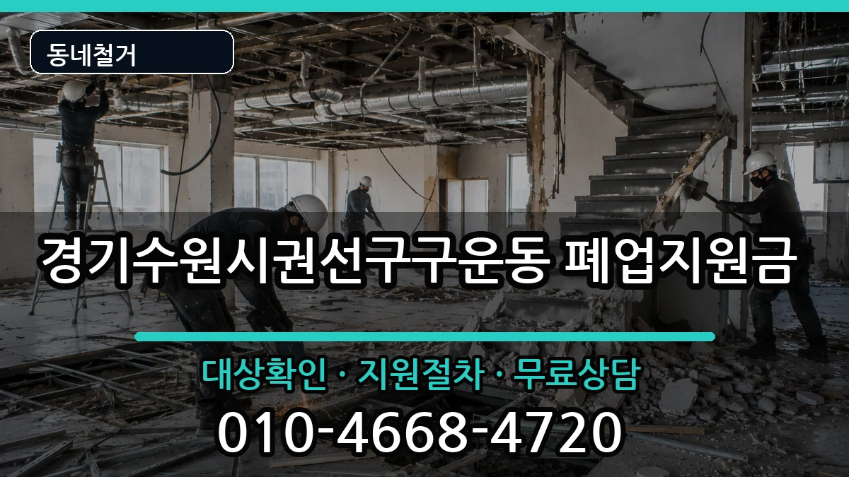경기수원시권선구구운동 폐업지원금 경기수원시권선구구운동 폐업지원금 현장 처리 안내 이미지 1