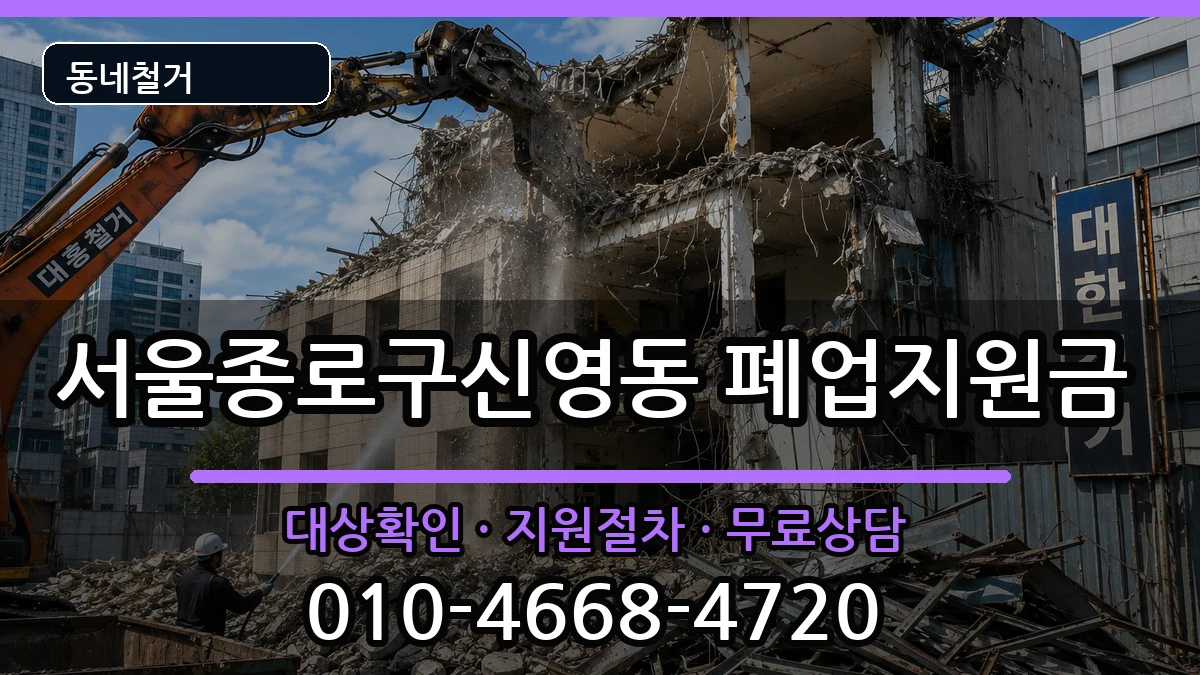 서울종로구신영동  폐업지원금 FAQ형