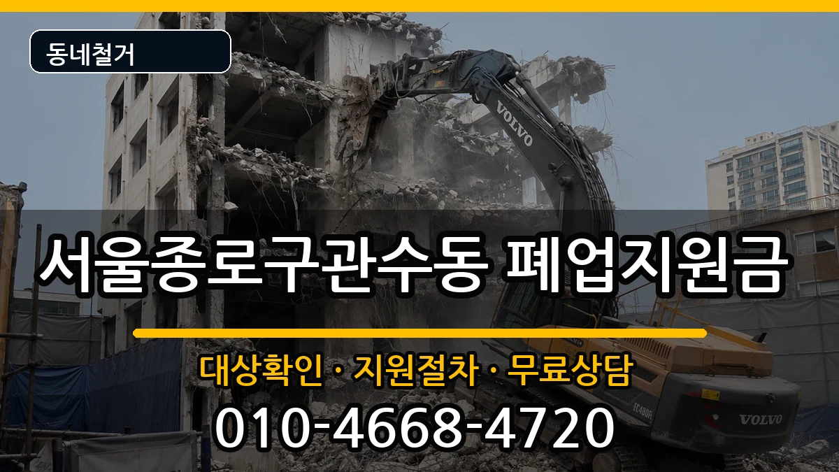 서울종로구관수동 폐업지원금 서울종로구관수동 폐업지원금 현장 처리 안내 이미지 3
