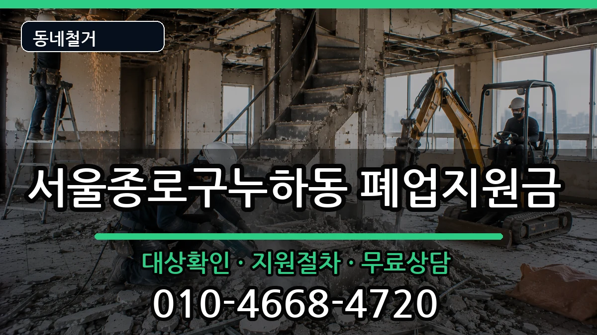 서울종로구누하동  폐업지원금 주의사항형