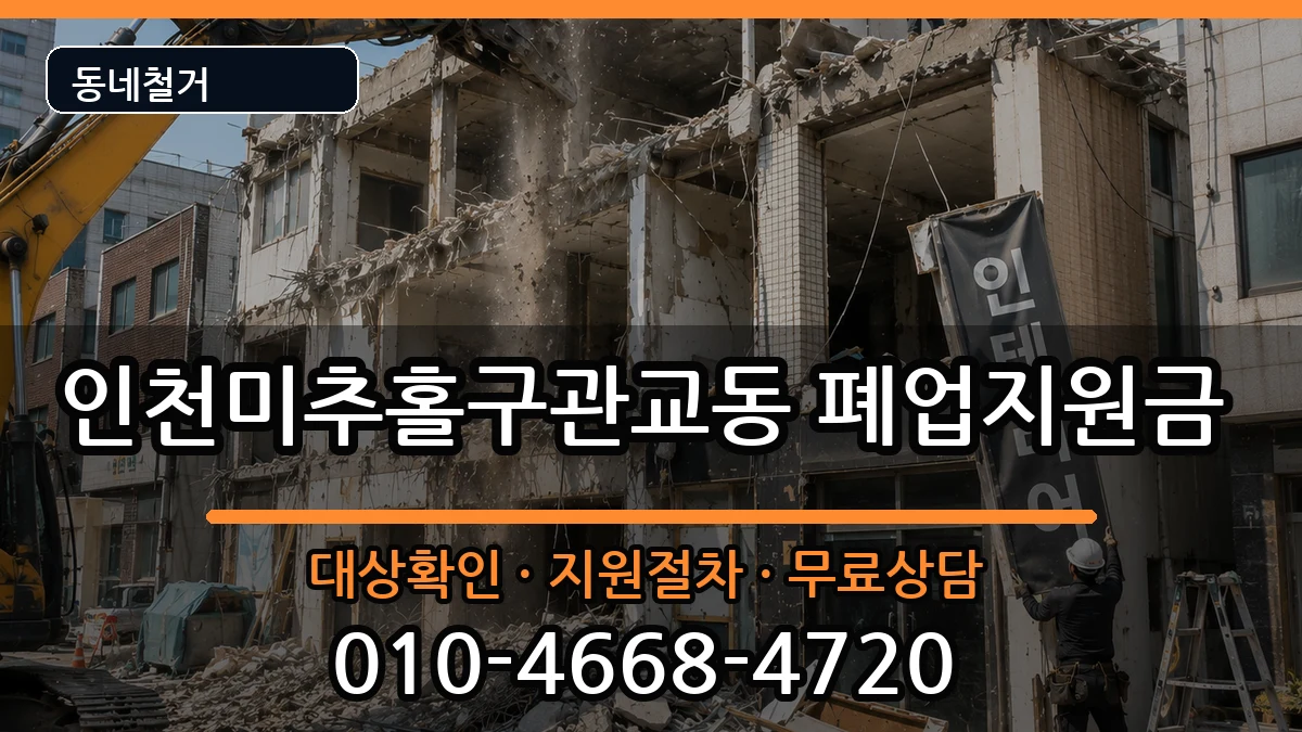 인천미추홀구관교동 폐업지원금 현장 처리 안내 이미지 2