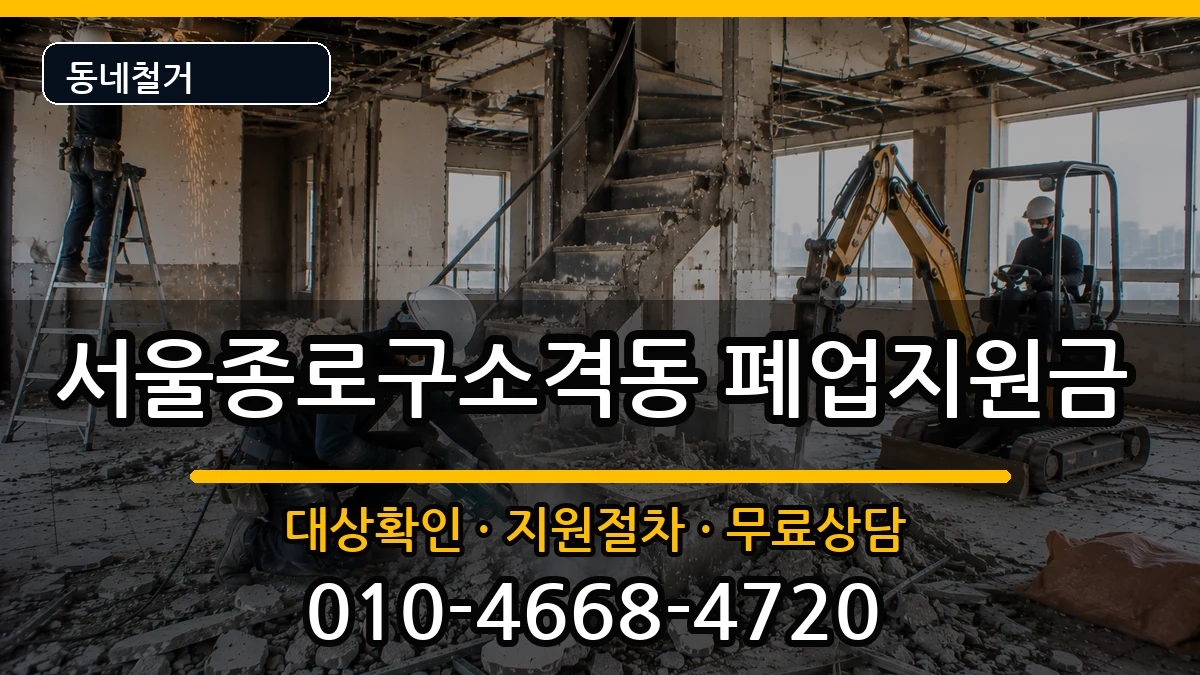 서울종로구소격동 폐업지원금 서울종로구소격동 폐업지원금 현장 처리 안내 이미지 1