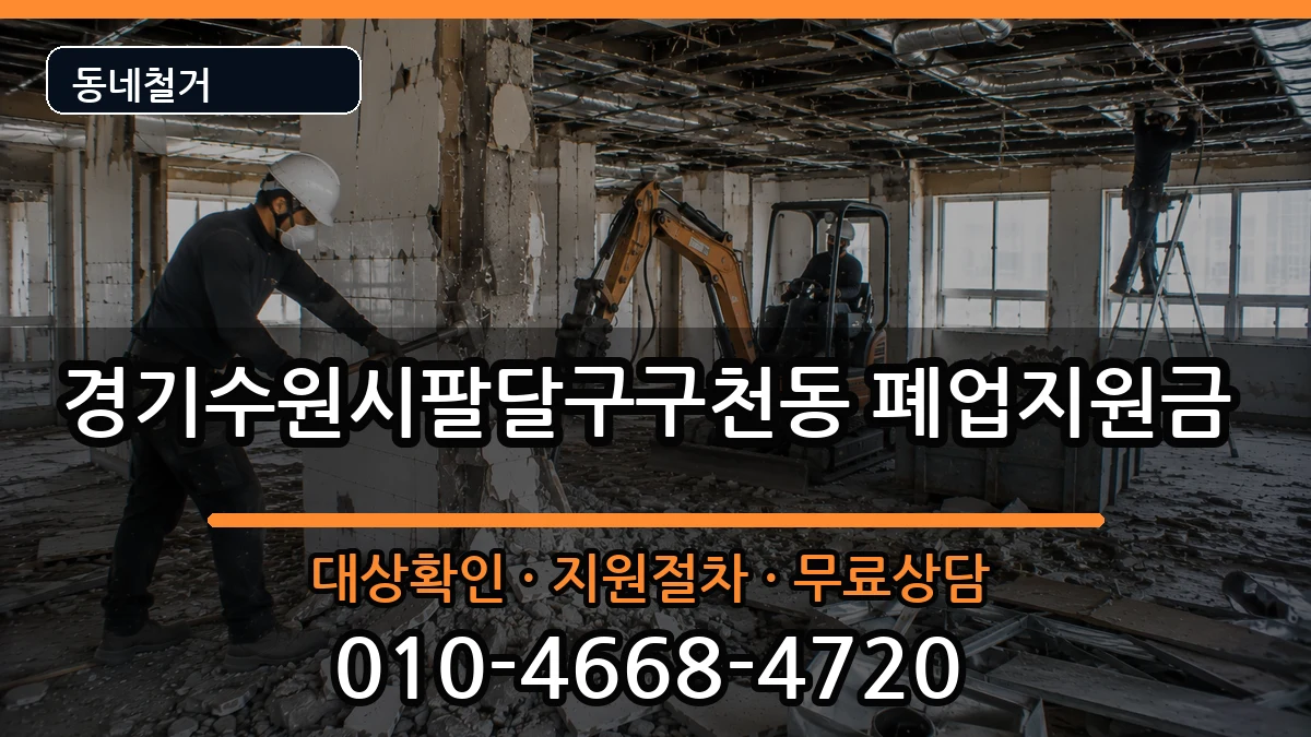 경기수원시팔달구구천동 폐업지원금 경기수원시팔달구구천동 폐업지원금 현장 처리 안내 이미지 1