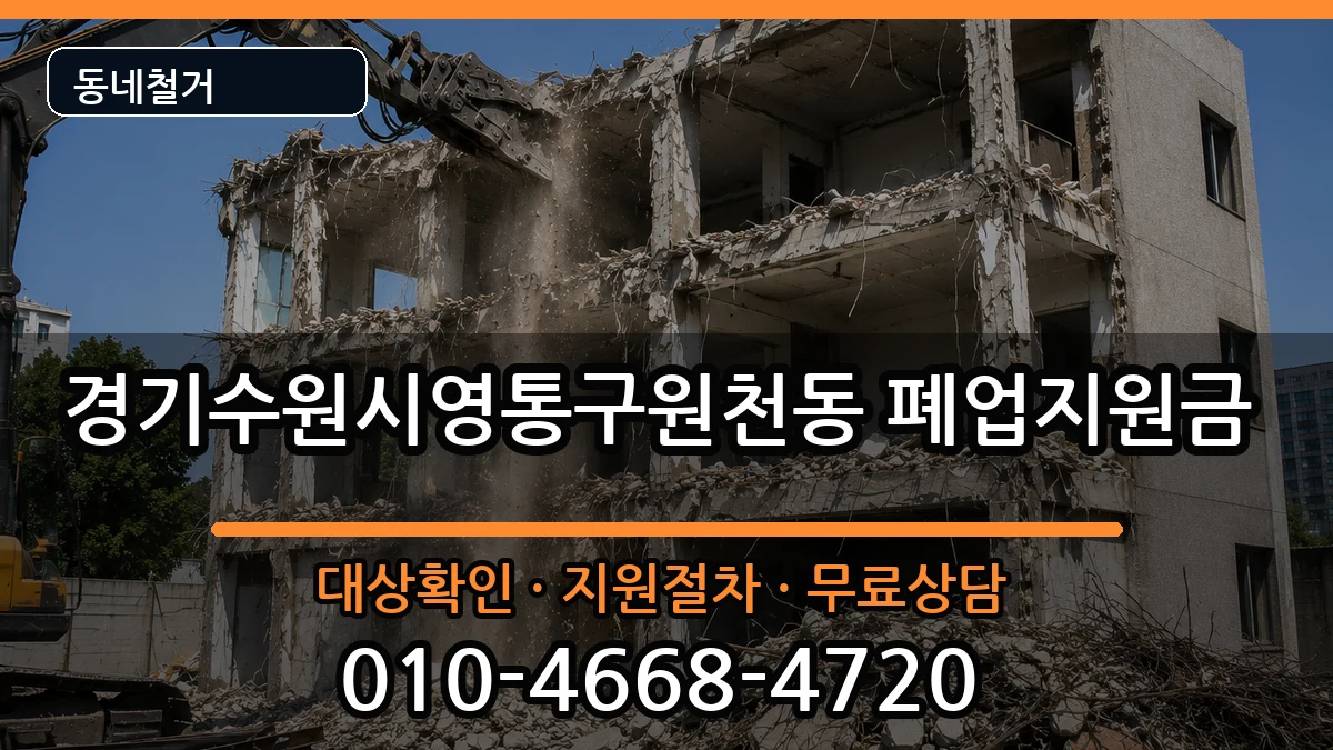 경기수원시영통구원천동 폐업지원금 경기수원시영통구원천동 폐업지원금 현장 처리 안내 이미지 1