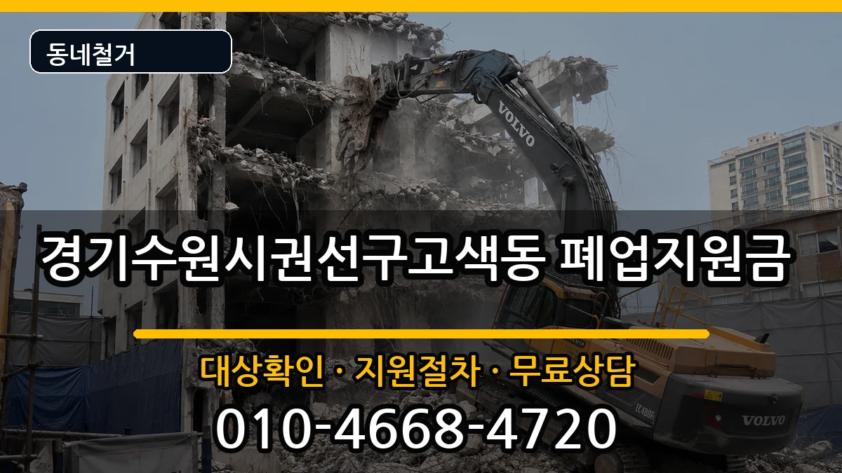 경기수원시권선구고색동 폐업지원금 경기수원시권선구고색동 폐업지원금 현장 처리 안내 이미지 1