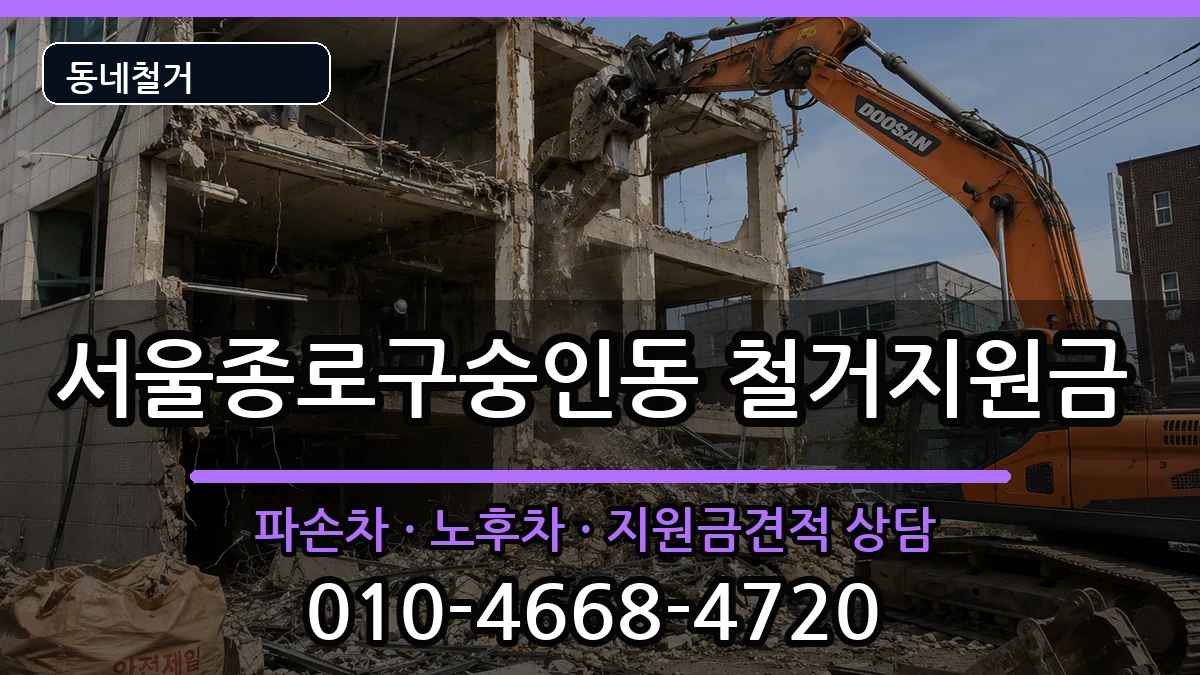 서울종로구숭인동 철거지원금 현장 처리 안내 이미지 2