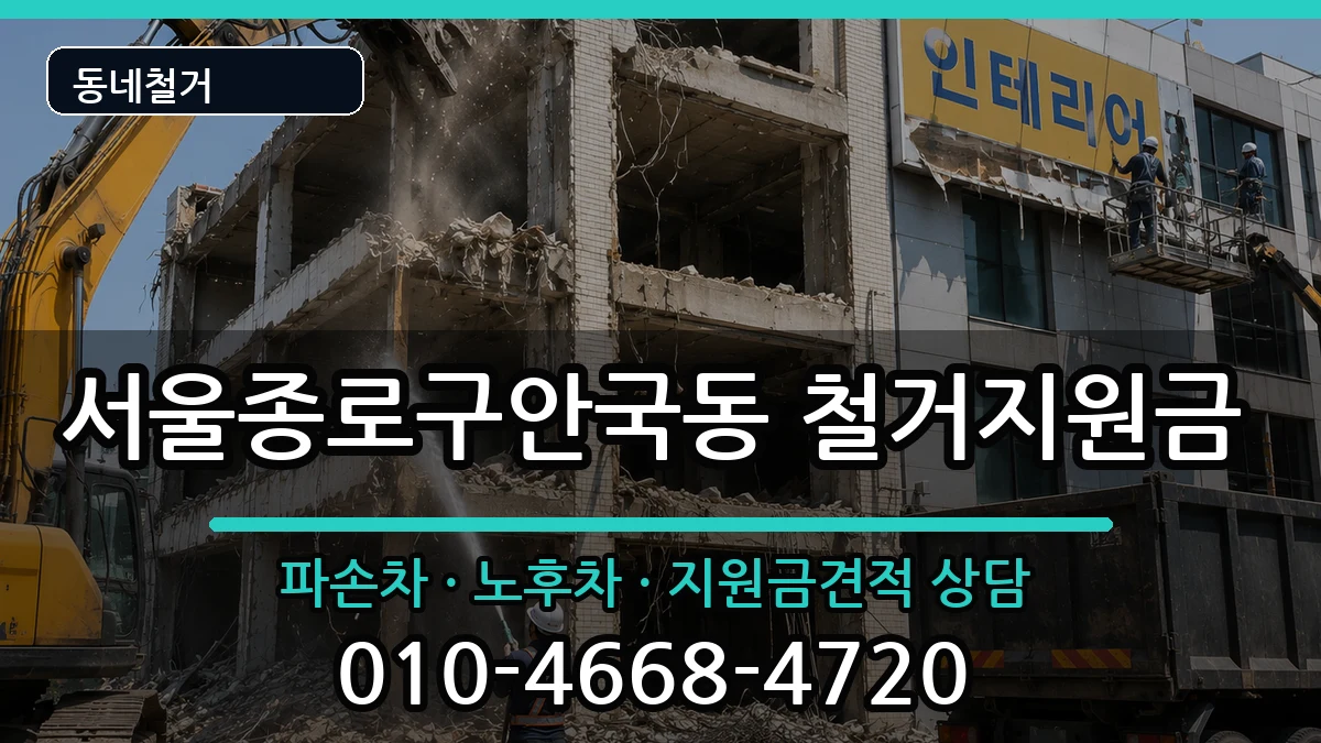 서울종로구안국동  철거지원금 FAQ형