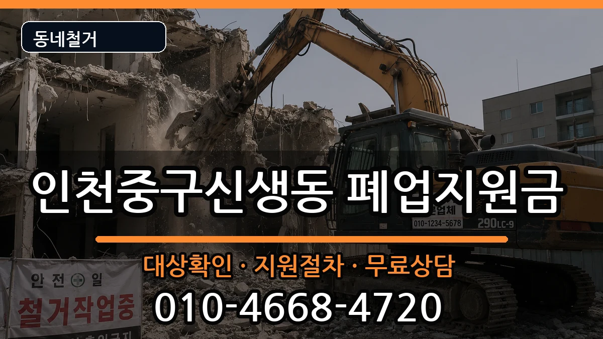 인천중구신생동  폐업지원금 지역형
