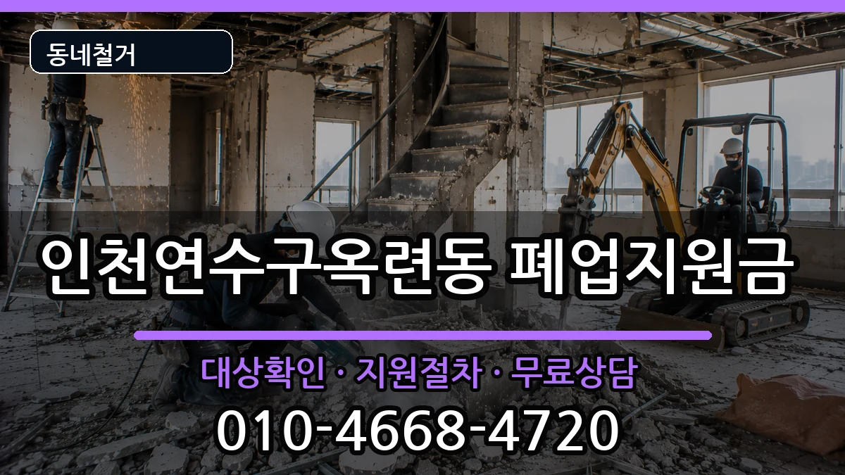인천연수구옥련동 폐업지원금 인천연수구옥련동 폐업지원금 현장 처리 안내 이미지 1