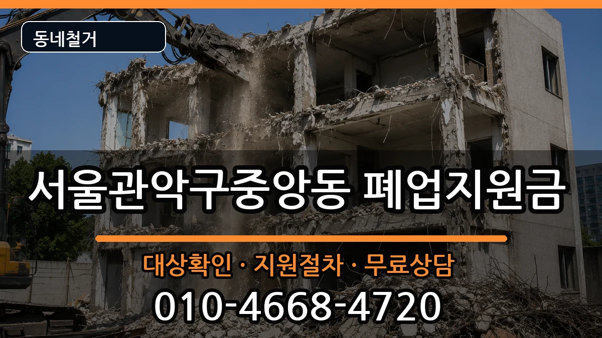 서울관악구중앙동 폐업지원금 현장 처리 안내 이미지 3