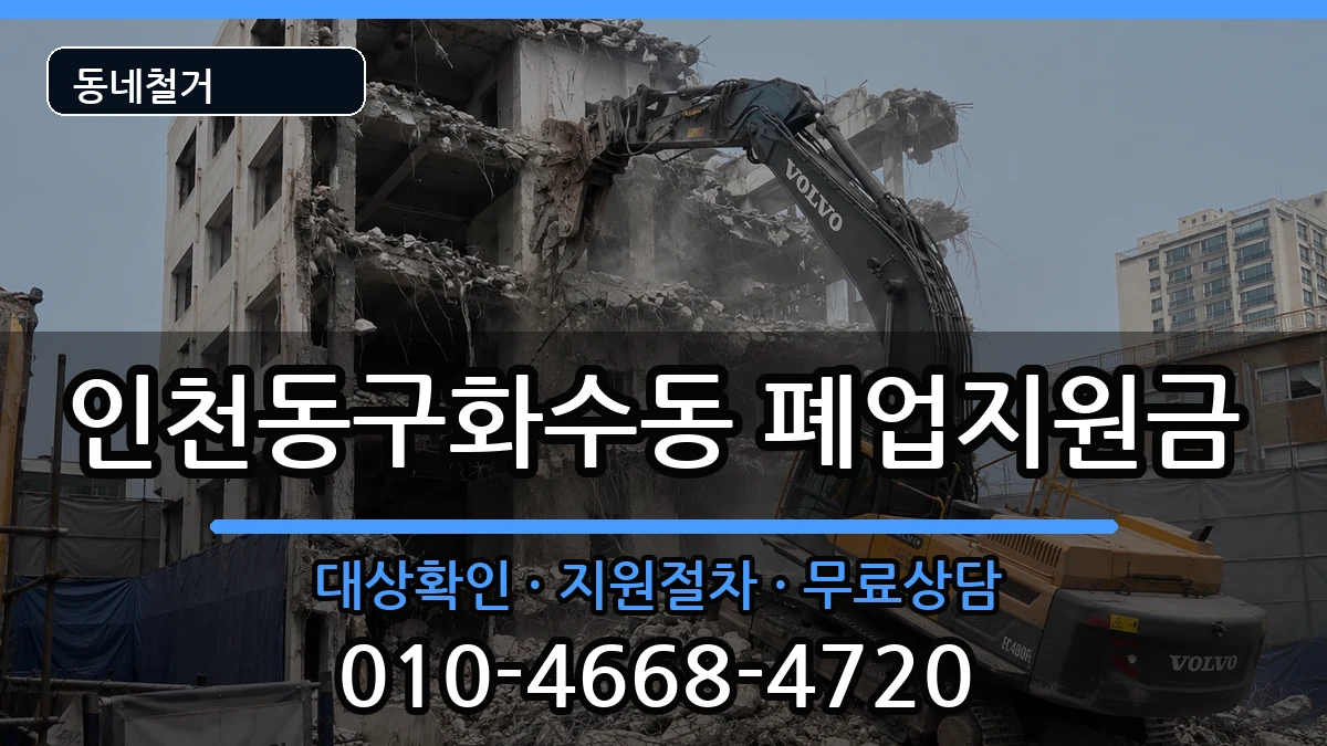 인천동구화수동 폐업지원금 인천동구화수동 폐업지원금 현장 처리 안내 이미지 1