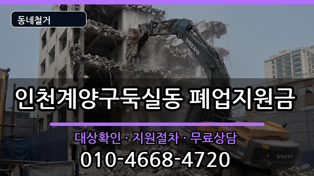 인천계양구둑실동 폐업지원금 인천계양구둑실동 폐업지원금 현장 처리 안내 이미지 2