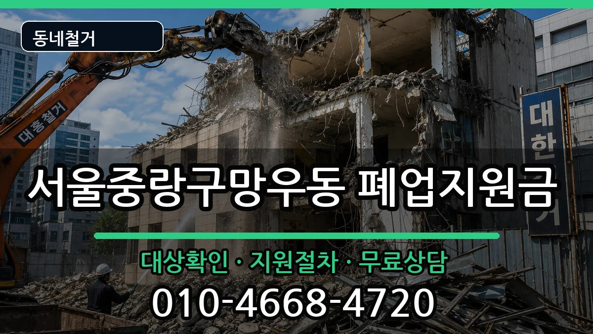 서울중랑구망우동 폐업지원금 현장 처리 안내 이미지 1