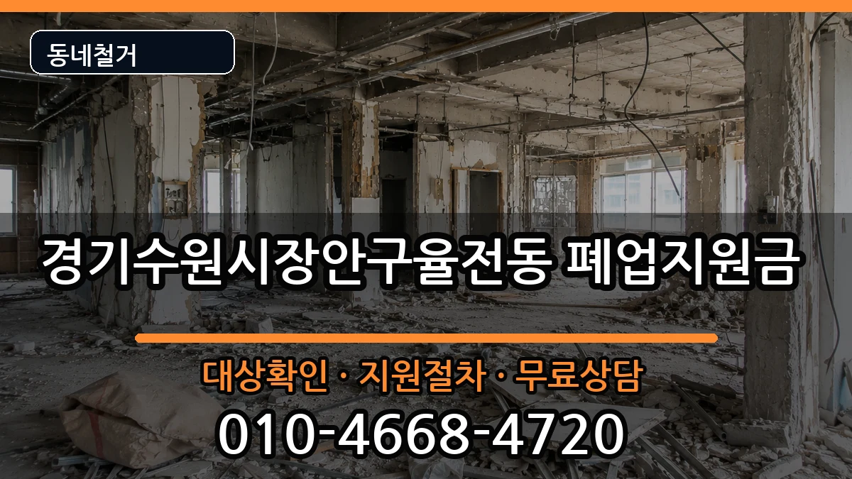 경기수원시장안구율전동 폐업지원금 경기수원시장안구율전동 폐업지원금 현장 처리 안내 이미지 2