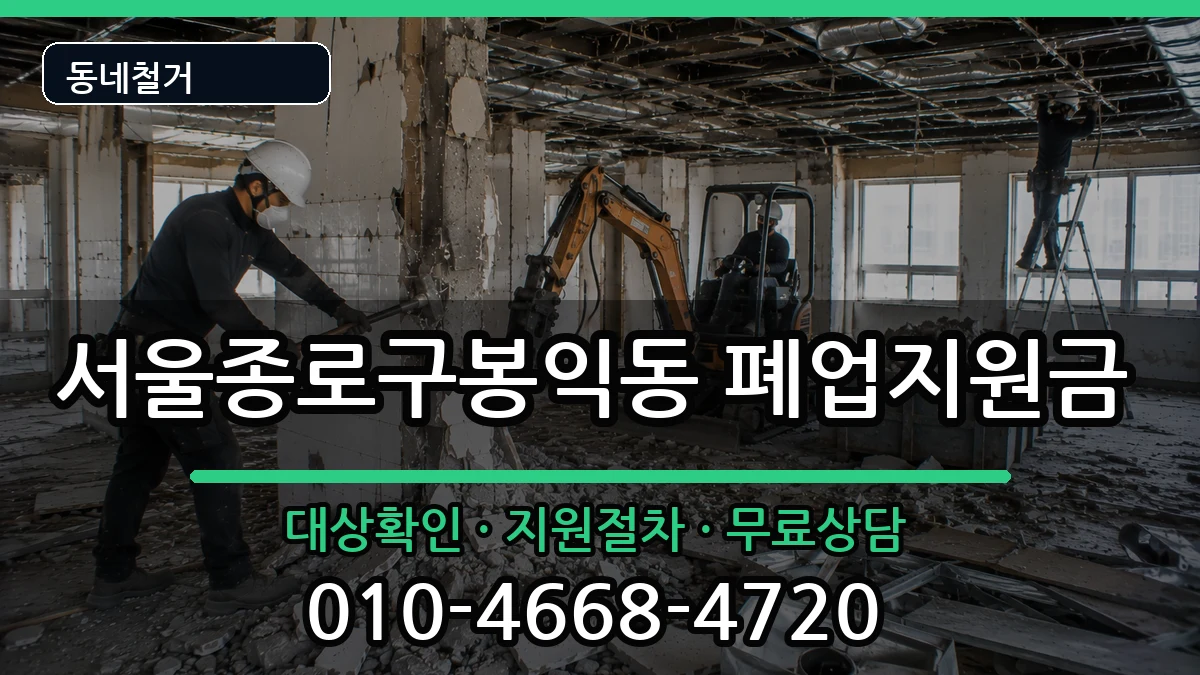 서울종로구봉익동 폐업지원금 현장 처리 안내 이미지 1