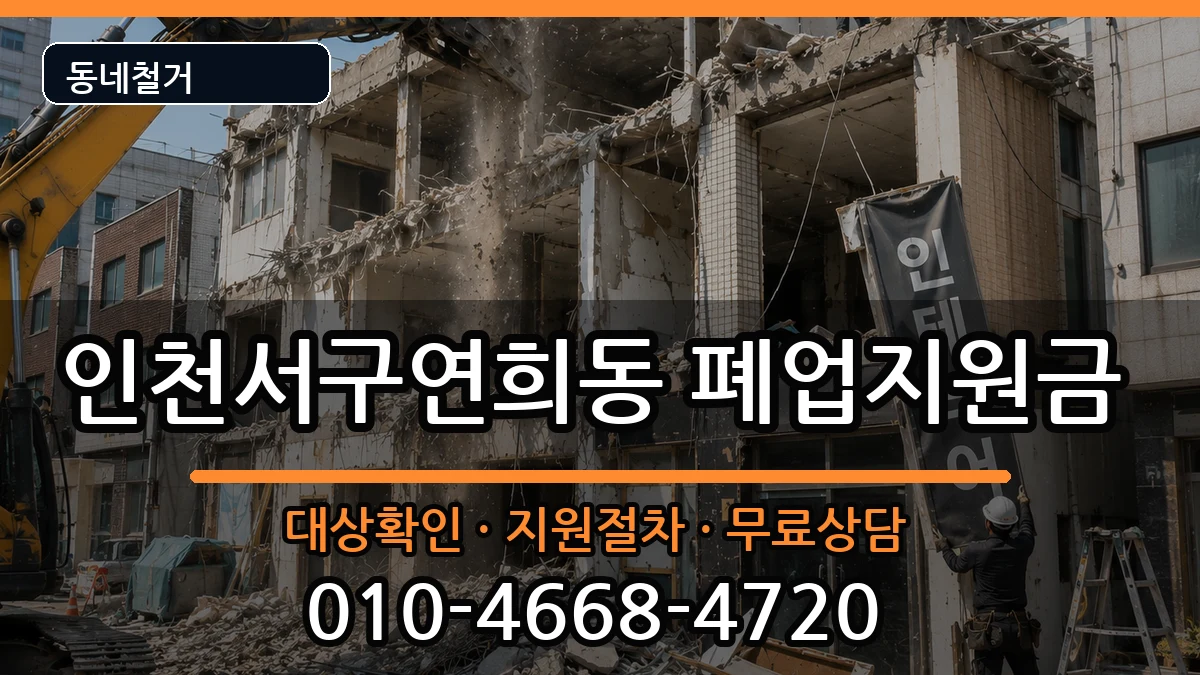 인천서구연희동 폐업지원금 인천서구연희동 폐업지원금 현장 처리 안내 이미지 2