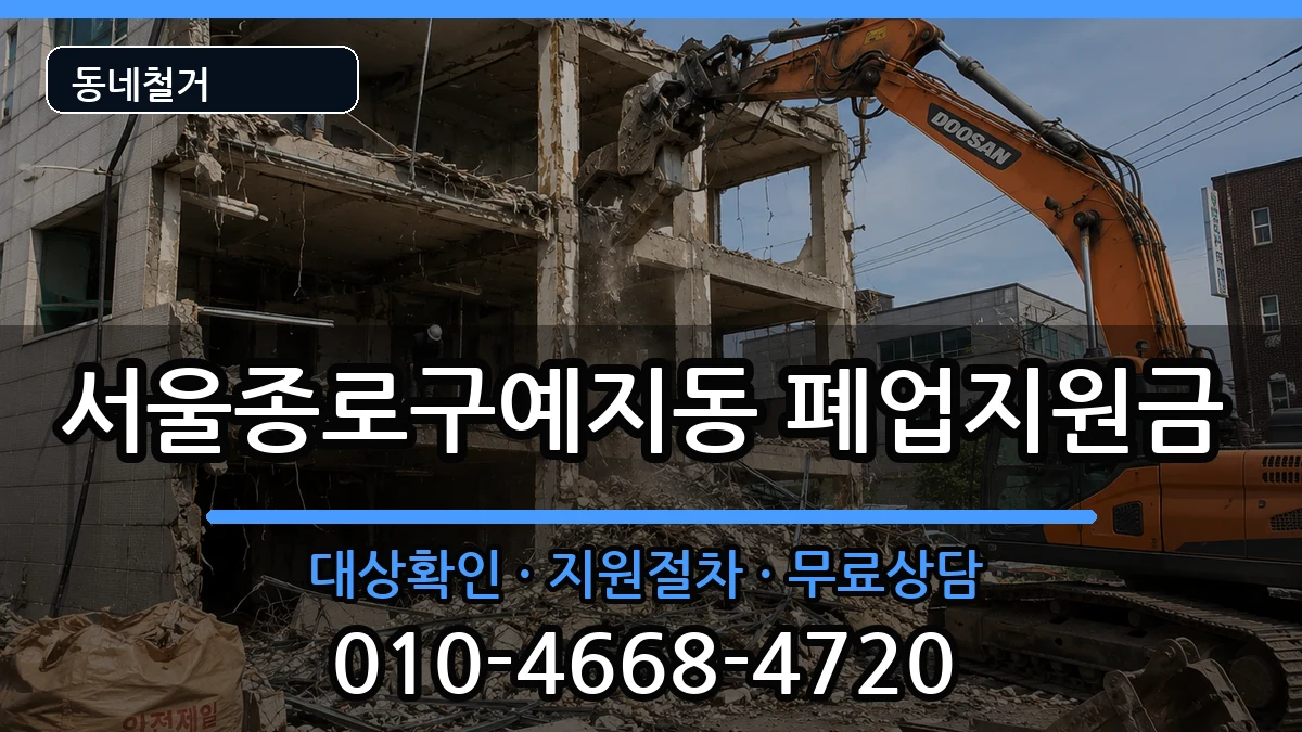 서울종로구예지동 폐업지원금 현장 처리 안내 이미지 1