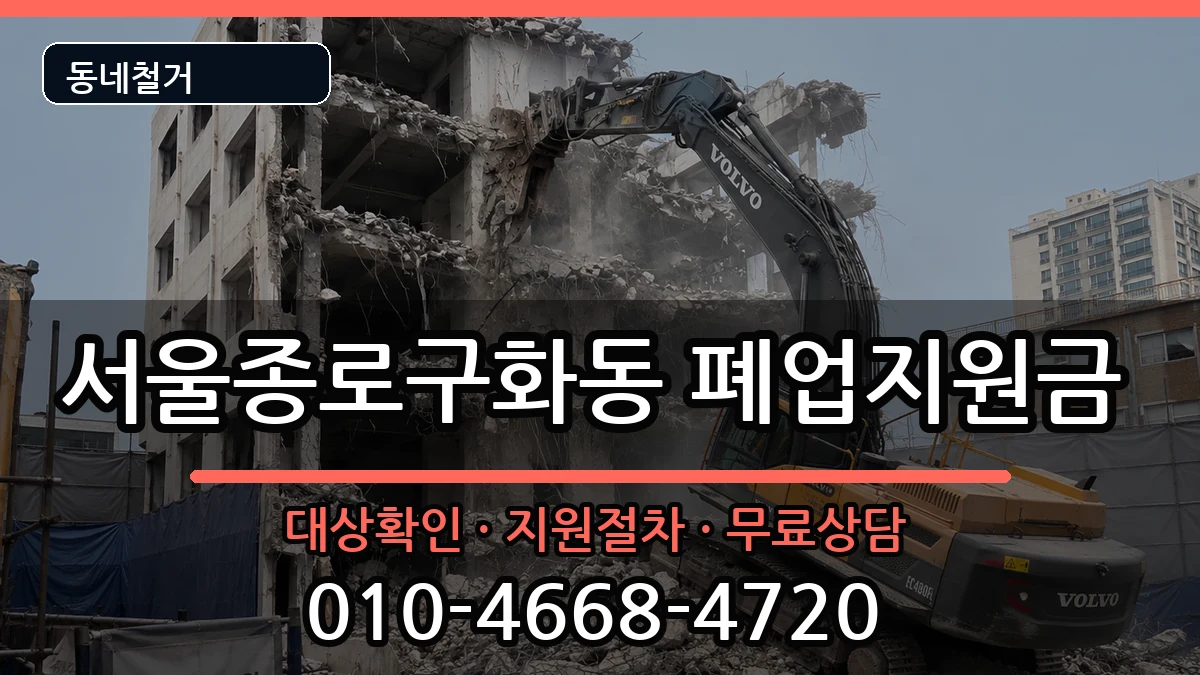 서울종로구화동  폐업지원금 절차형