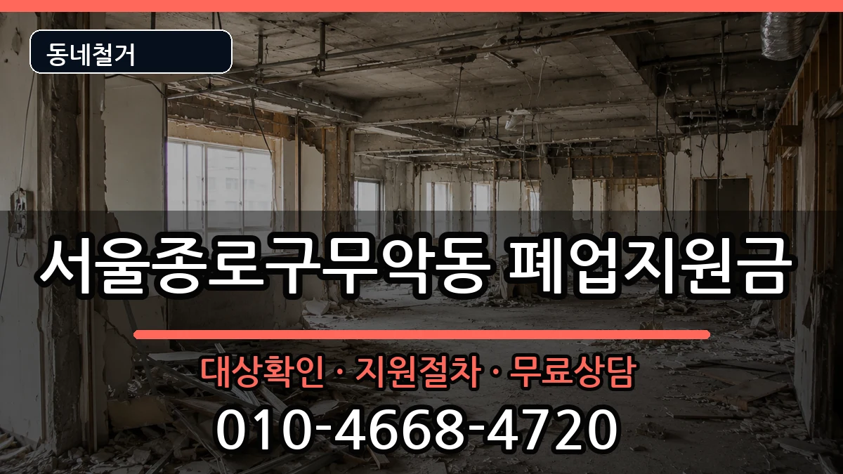 서울종로구무악동 폐업지원금 서울종로구무악동 폐업지원금 현장 처리 안내 이미지 2