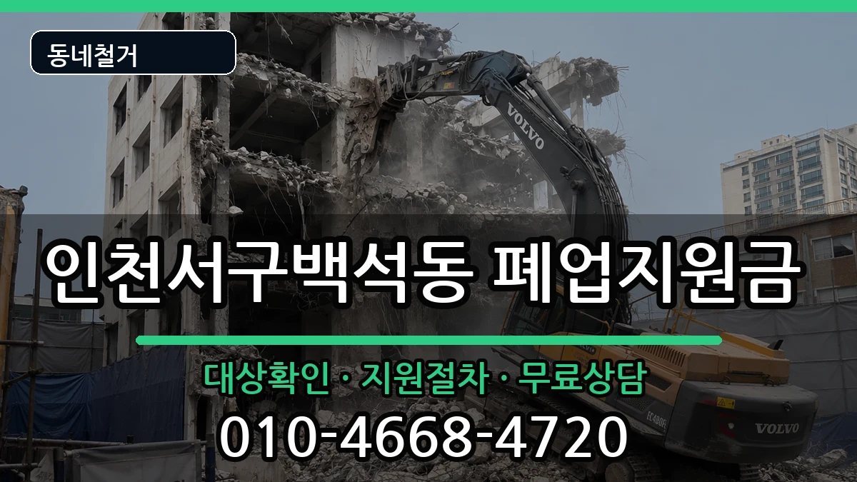 인천서구백석동 폐업지원금 인천서구백석동 폐업지원금 현장 처리 안내 이미지 1