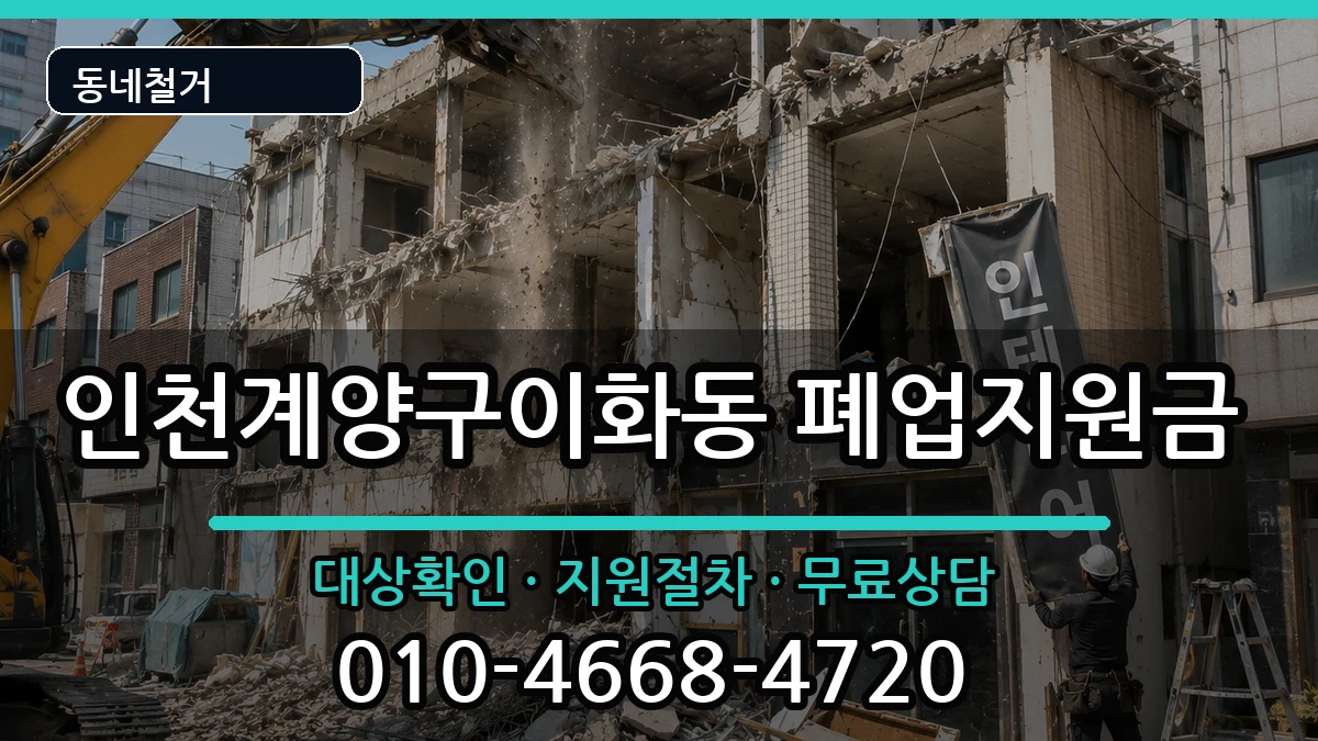 인천계양구이화동 폐업지원금 인천계양구이화동 폐업지원금 현장 처리 안내 이미지 2
