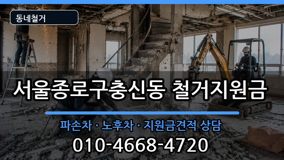 서울종로구충신동  철거지원금 주의사항형
