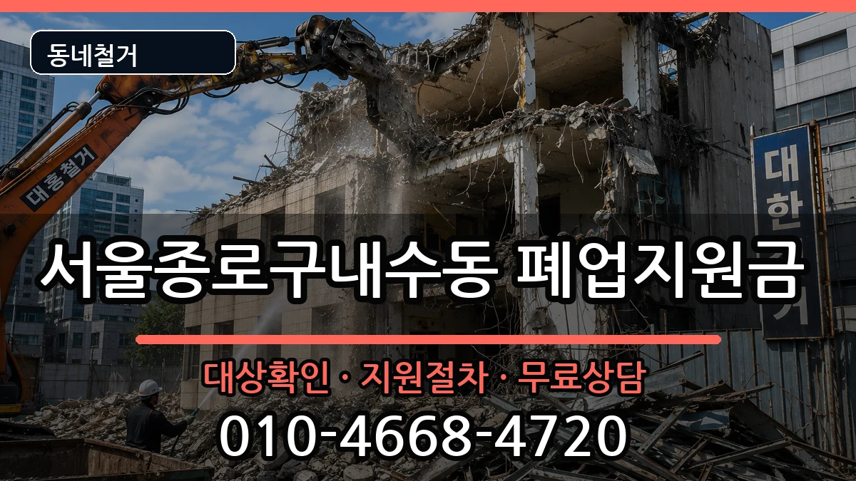 서울종로구내수동 폐업지원금 현장 처리 안내 이미지 3