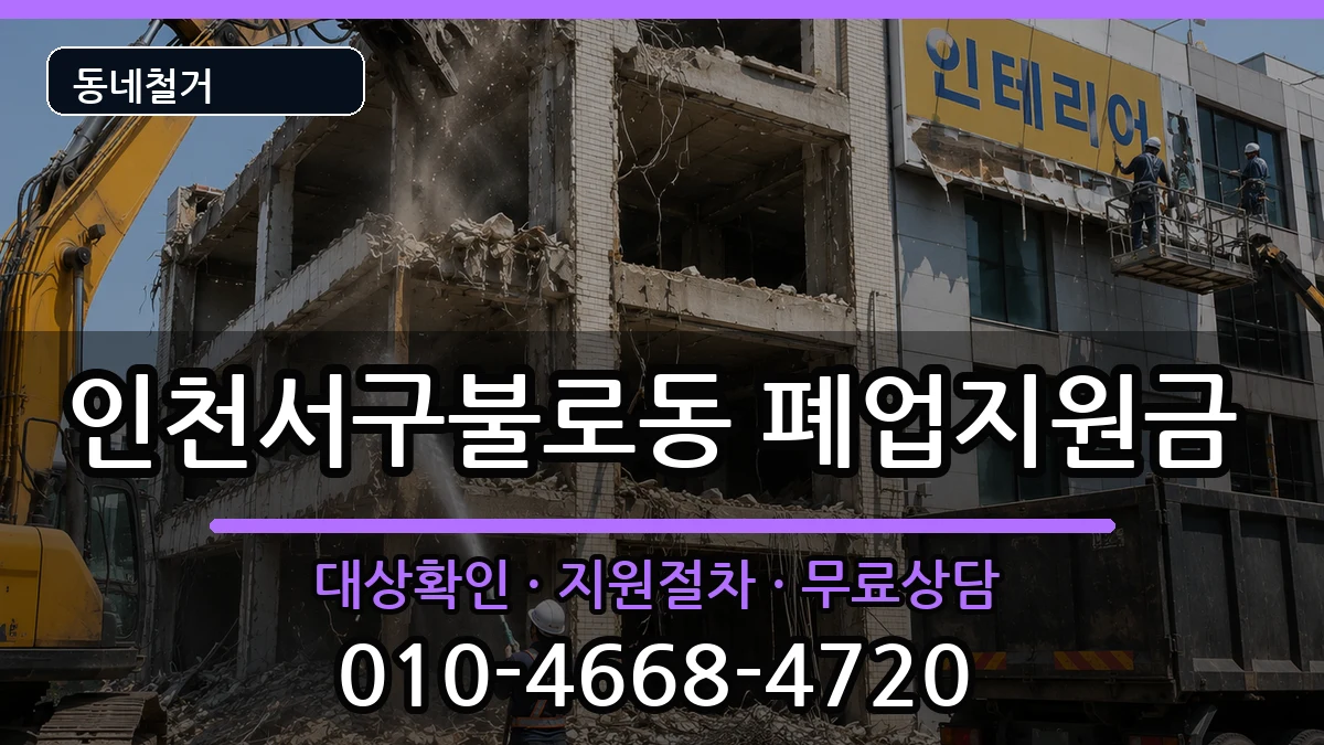 인천서구불로동  폐업지원금 주의사항형