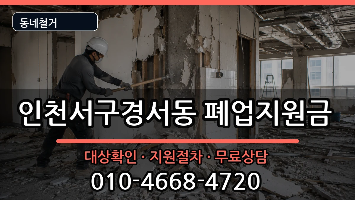 인천서구경서동 폐업지원금 인천서구경서동 폐업지원금 현장 처리 안내 이미지 1