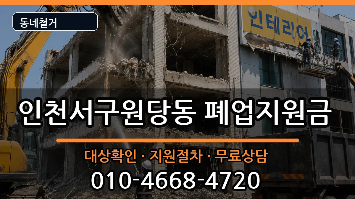 인천서구원당동 폐업지원금 인천서구원당동 폐업지원금 현장 처리 안내 이미지 1