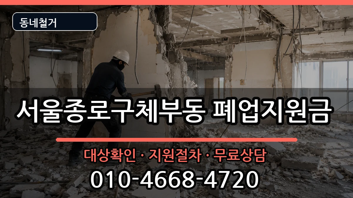 서울종로구체부동 폐업지원금 현장 처리 안내 이미지 1